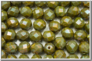 Bhm. Glasschliffperle, feuerpol., 8mm, yellow, op., nebula, 10 Stk.