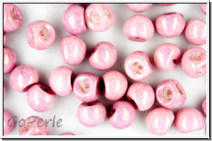 Mushroom Beads, 9mm, white, opal, rose marbled, 10 Stk.