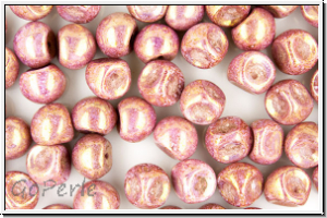 Mushroom Beads, 9mm, white, opal, rose gold luster, 10 Stk.