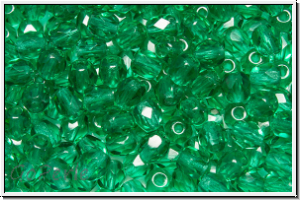 Bhm. Glasschliffperle, feuerpol., 4mm, emerald, lt., trans., 50 Stk.