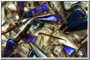 VILLA Beads, PRECIOSA, 6x6x14mm, crystal, trans., half azuro, 20 Stk.