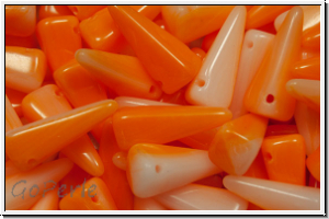 VILLA Beads, PRECIOSA, 6x6x14mm, white alabaster/orange, lt., op., 20 Stk.