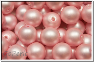 bhm. Glasperle, rund, 8mm, white, alabaster, powder rose pearl, matte, 10 Stk.