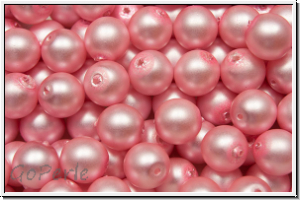 bhm. Glasperle, rund, 6mm, white, alabaster, rose pearl, matte, 25 Stk.