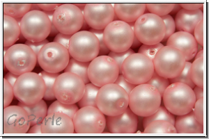 bhm. Glasperle, rund, 6mm, white, alabaster, powder rose pearl, matte, 25 Stk.