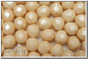 Bhm. Glasschliffperle, feuerpol., 6mm, white, op., champagne luster, 25 Stk.