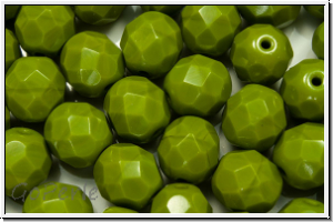 Bhm. Glasschliffperle, feuerpol., 8mm, olivine, dk., op., 10 Stk.