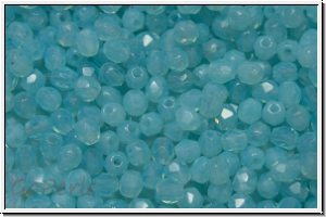 Bhm. Glasschliffperle, feuerpol., 3mm, aqua, dk., opal, 50 Stk.