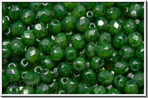 Bhm. Glasschliffperle, feuerpol., 4mm, lime green, opal, blue marbled, 50 Stk.