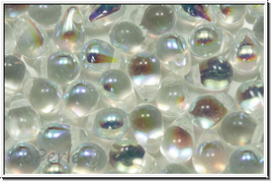 Drop Beads, 4x6mm, crystal, trans., AB, 20 Stk.