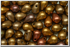 Drop Beads, 4x6mm, bronze, met., rainbow, satin, 20 Stk.