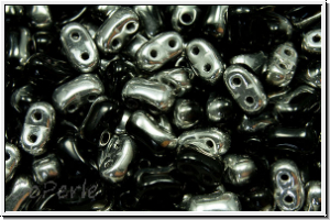 Bi-Bo-Beads, 5,3x2,4mm, black, op., half silver, 150 Stk. (ca. 11g)