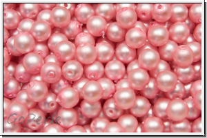 bhm. Glasperle, rund, 4mm, white, alabaster, rose pearl, matte, 50 Stk.