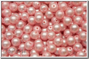 bhm. Glasperle, rund, 4mm, white, alabaster, powder rose pearl, matte, 50 Stk.