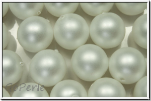 bhm. Glasperle, rund, 10mm, white, alabaster, white pearl, matte, 5 Stk.