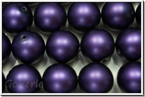 bhm. Glasperle, rund, 10mm, white, alabaster, purple pearl, matte, 5 Stk.