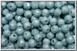 English Cut-Beads, 3,5mm, white, alabaster, blue marbled, 50 Stk.