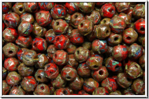 English Cut-Beads, 3,5mm, orange, coral, op., picasso, 50 Stk.