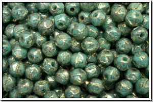 English Cut-Beads, 3,5mm, turquoise, op., lila marbled, 50 Stk.