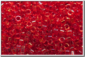 DB2374, MIYUKI Delica, 11/0, crystal, trans., scarlet-ld. (dyed) , 5g