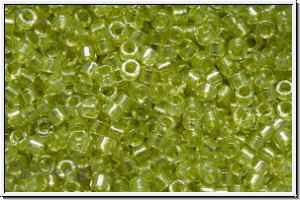 DB0903, MIYUKI Delica, 11/0, crystal, trans., spkl. peridot-ld., 5g