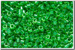 DB0916, MIYUKI Delica, 11/0, crystal, trans., spkl. lt. green-ld., 5g