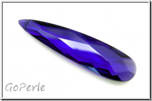 Kristallschliffperle, teardrop, 9x36mm, tanzanite, trans., 1 Stk.