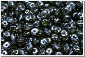 SD-23980-24204, SuperDuo Beads, black, op., metalust, steel blue, 10g