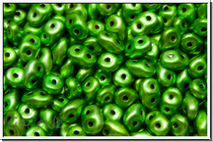 SD-23980-24205, SuperDuo Beads, black, op., metalust, apple green, 10g