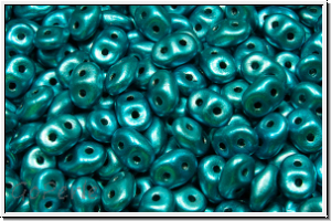 SD-23980-24206, SuperDuo Beads, black, op., metalust, turquoise, 10g