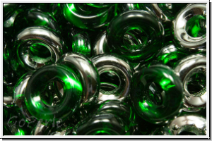 Glasring, 10x3,2mm, chrysolite, trans., half chrome, 10 Stk.