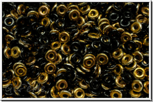 OBD-23980-26991, O-Beads, black, op., half brass mix, 5 g