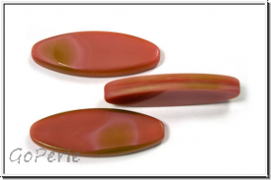 bhm. Glasperle, table cut, oval, 30x11mm, rose/khaki, op., 1 Stk.