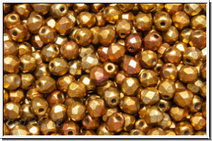 Bhm. Glasschliffperle, feuerpol., 3mm, bronze-MIX, met., satin, 50 Stk.