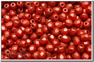 Bhm. Glasschliffperle, feuerpol., 3mm, lava red, met., satin, 50 Stk.