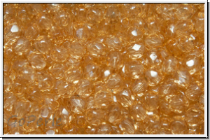 Bhm. Glasschliffperle, feuerpol., 3mm, crystal, trans., champagne luster, 50 Stk.