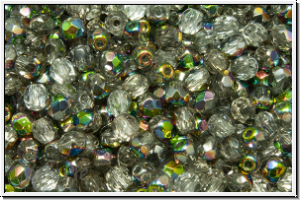 Bhm. Glasschliffperle, feuerpol., 3mm, crystal, trans., half vitrail, 50 Stk.