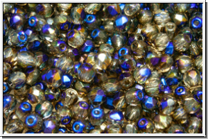 Bhm. Glasschliffperle, feuerpol., 3mm, crystal, trans., half blue moon, 50 Stk.