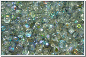 Bhm. Glasschliffperle, feuerpol., 3mm, crystal, trans., blue AB, 50 Stk.