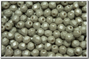 Bhm. Glasschliffperle, feuerpol., 3mm, white, alabaster, soft grey pastel, 50 Stk.