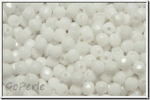 Bhm. Glasschliffperle, feuerpol., 3mm, white, op., 50 Stk.