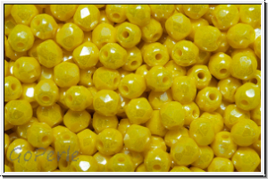 Bhm. Glasschliffperle, feuerpol., 3mm, yellow, op., luster, 50 Stk.