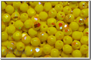 Bhm. Glasschliffperle, feuerpol., 3mm, yellow, op., AB, 50 Stk.