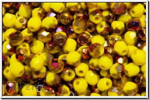 Bhm. Glasschliffperle, feuerpol., 3mm, yellow, op., half sliperit, 50 Stk.