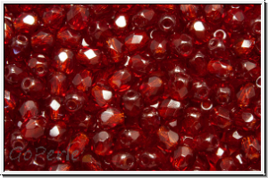 Bhm. Glasschliffperle, feuerpol., 3mm, garnet, lt., trans., 50 Stk.