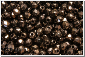 Bhm. Glasschliffperle, feuerpol., 3mm, black, op., vega luster, 50 Stk.