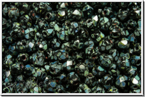 Bhm. Glasschliffperle, feuerpol., 3mm, black, op., picasso, 50 Stk.