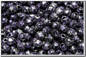 Bhm. Glasschliffperle, feuerpol., 3mm, black, op., violet, tweedy, 50 Stk.