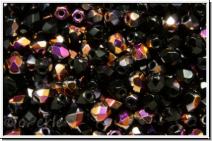 Bhm. Glasschliffperle, feuerpol., 3mm, black, op., half sliperit, 50 Stk.