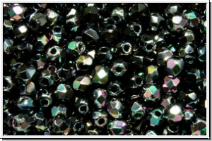 Bhm. Glasschliffperle, feuerpol., 3mm, black, op., half copper luster, 50 Stk.